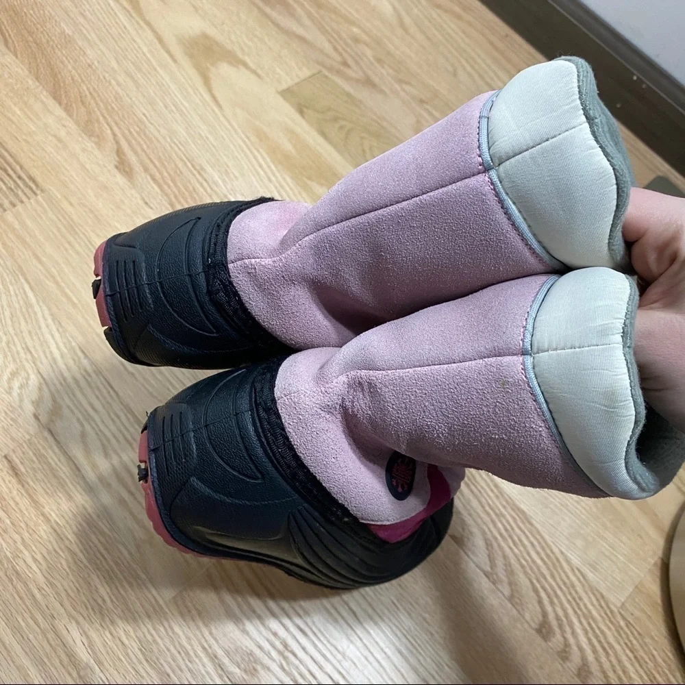 Totes Winter Snow Boots Sz 2 Pink Black Girls Kids